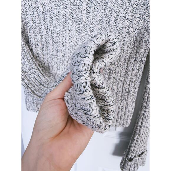 Free People Marled Ivory Cowl Neck Cable Knit Sweater XS Cozy Lounge Winter - Picture 10 of 10